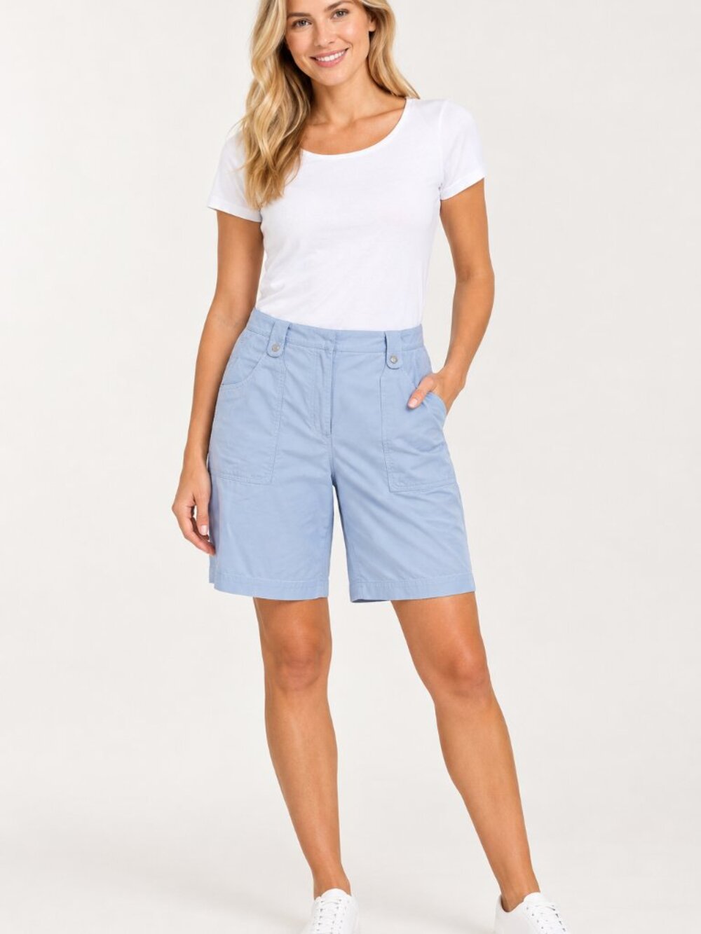LizGolf Women's Light Blue Casual Bermuda Shorts with Patch Pockets Size 12